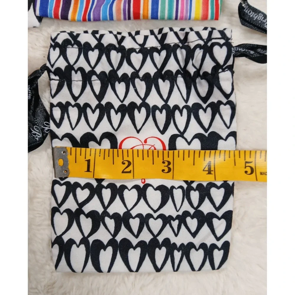 4 ct Brighton Cloth Drawstring Jewelry Bags Pouch Hearts Stripes Travel Gift‎ 6